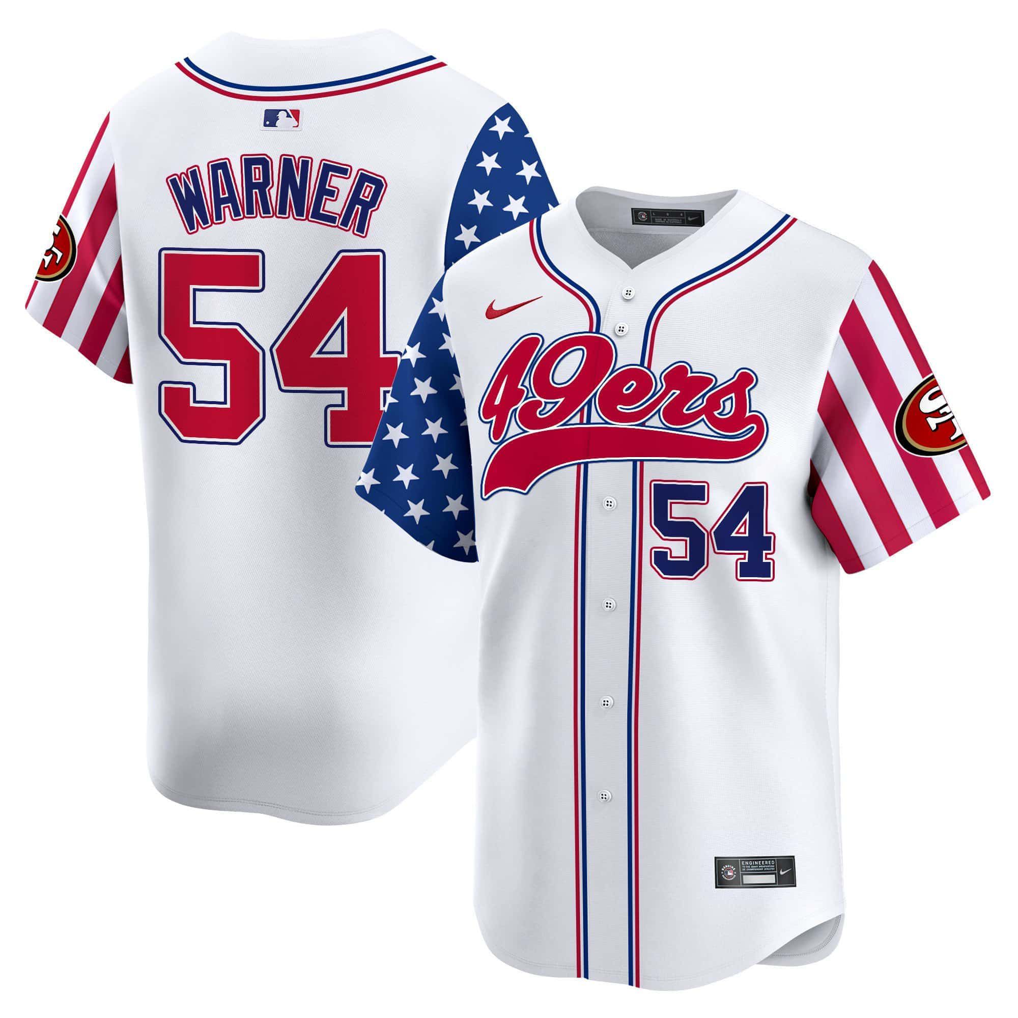 Men San Francisco 49ers 54 Warner White Nike 2024 Independence Day Vapor Premier Limited NFL Jersey